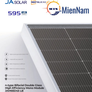 Tấm Pin  JA Solar 595W 2 Mặt Kính - công nghệ N-Type TOPCon, Half-cut